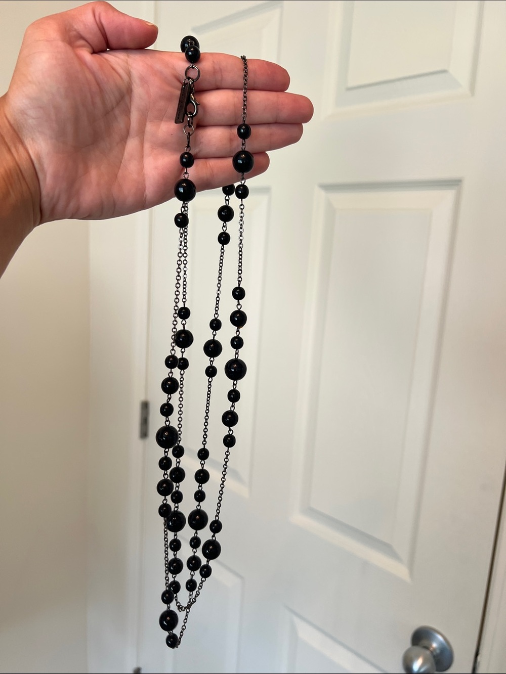 Vintage Anne Fontaine Black Beaded Layered Necklace - Classic Women Jewelry